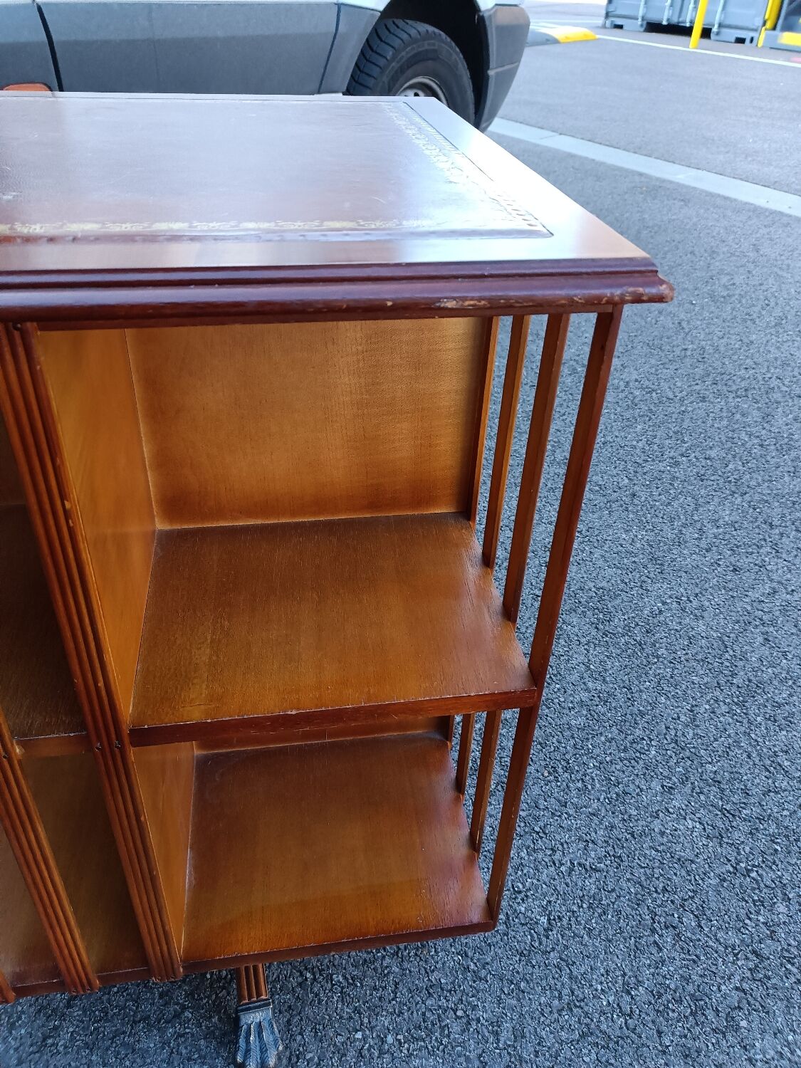 Old vintage English revolving bookcase