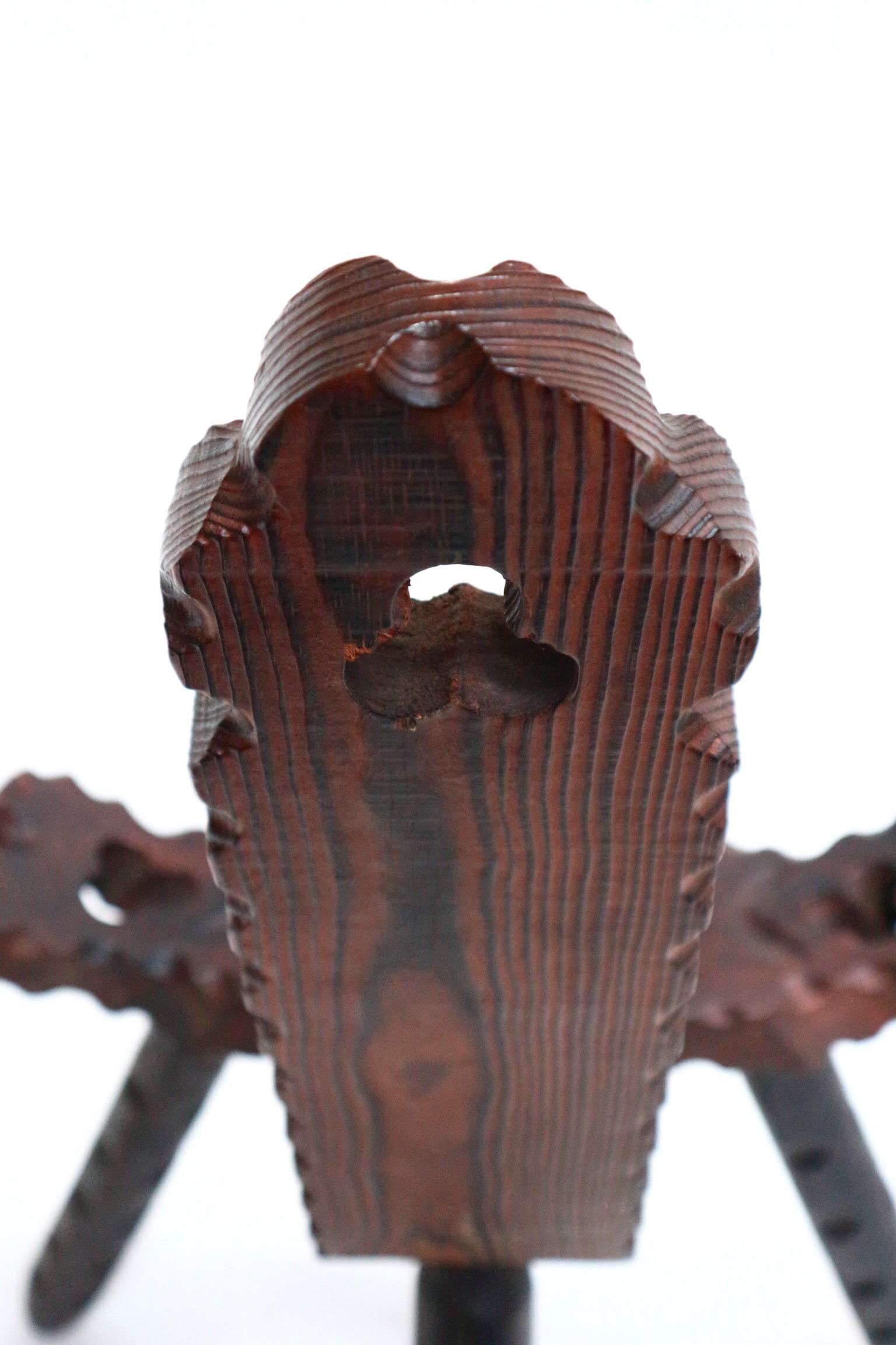 Spanish Brutalist wooden chair / stool from the 1960s