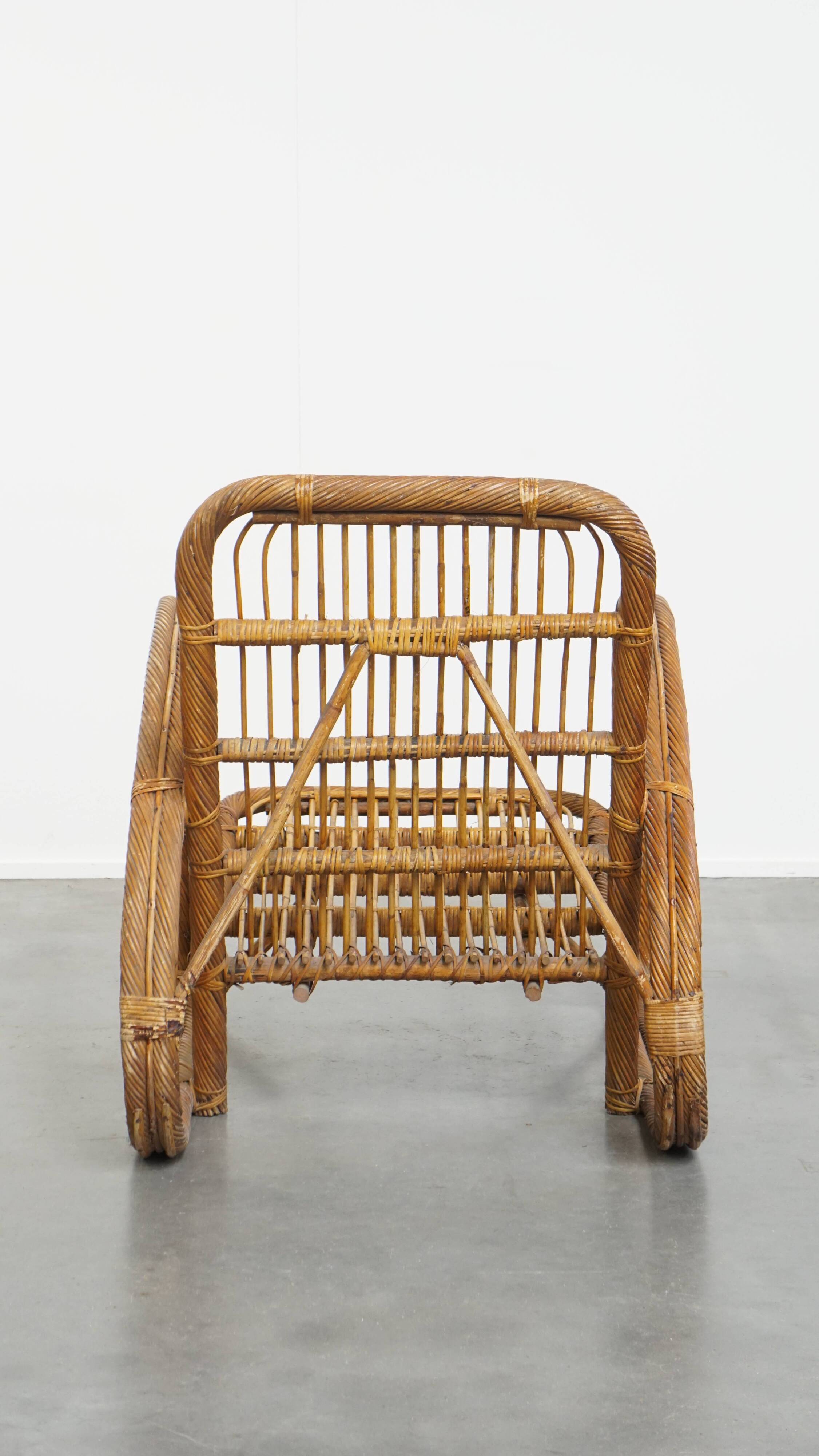 French Rattan Vintage Design Armchair from the 1950s