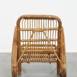 French Rattan Vintage Design Armchair from the 1950s