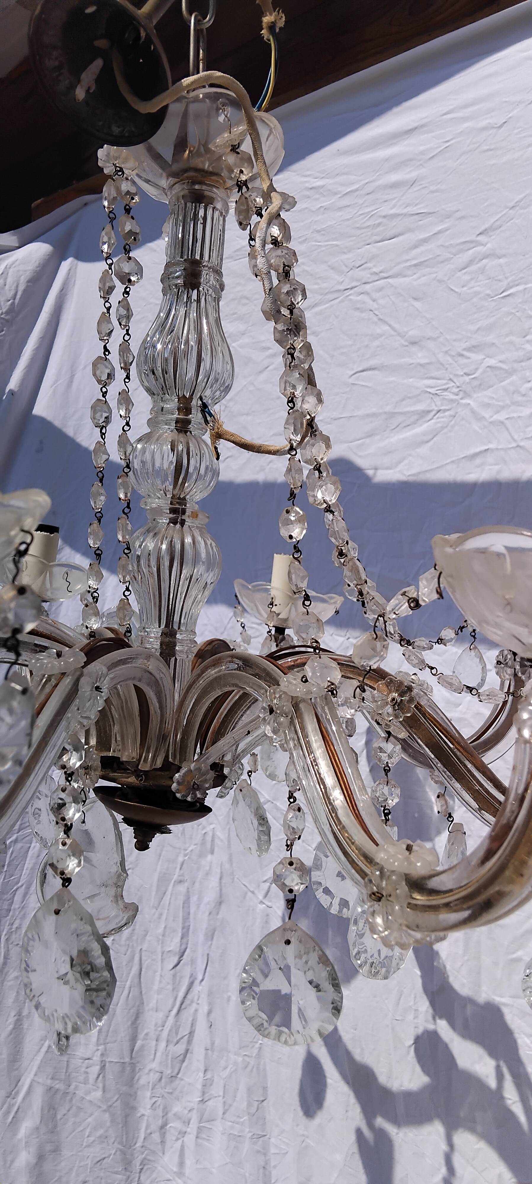 4 vintage crystal chandelier pendants
