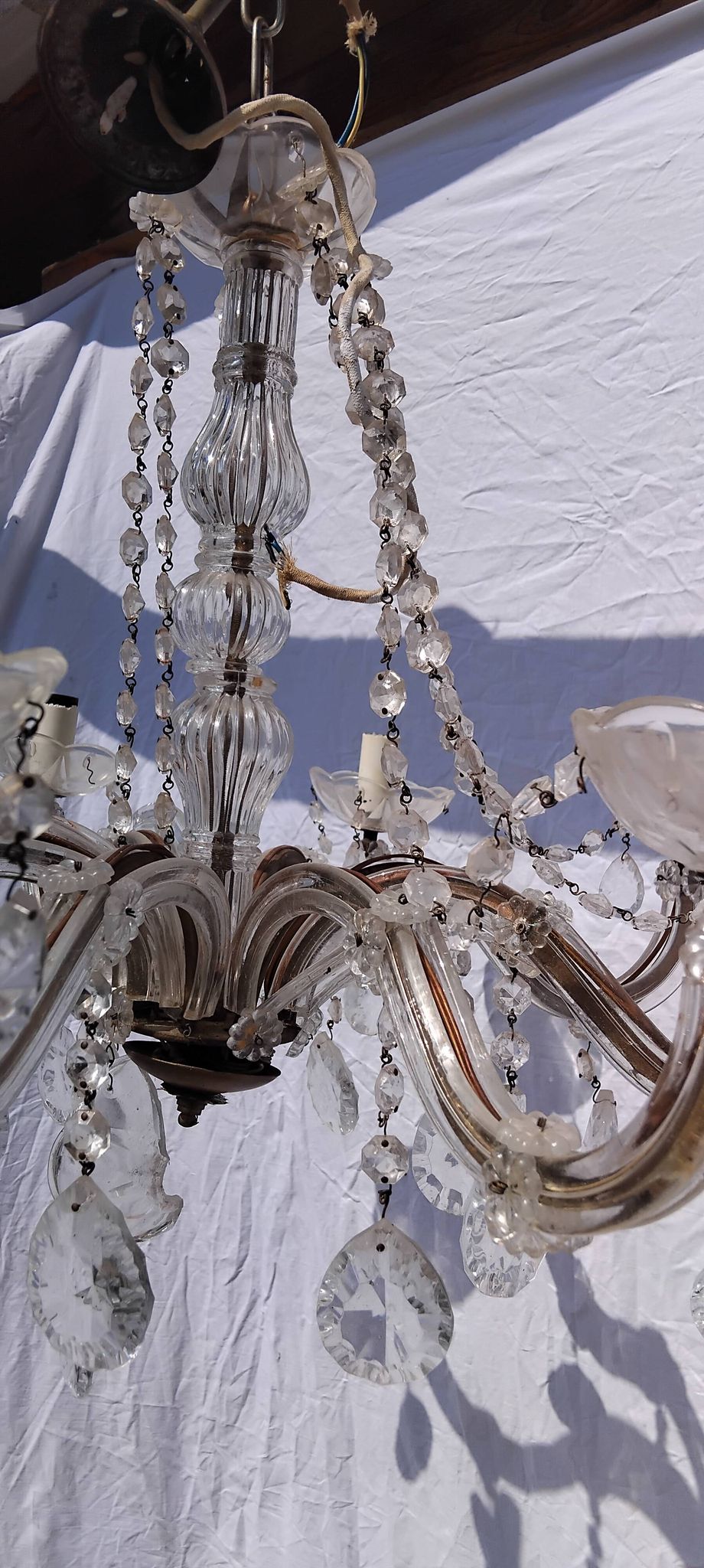 4 vintage crystal chandelier pendants