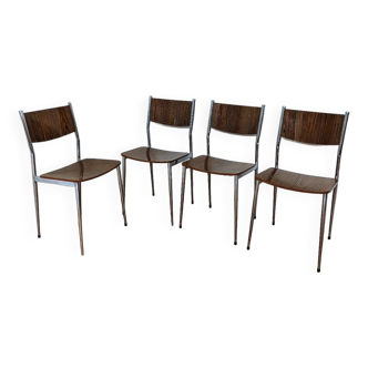 Lot de 4 chaises en formica marron