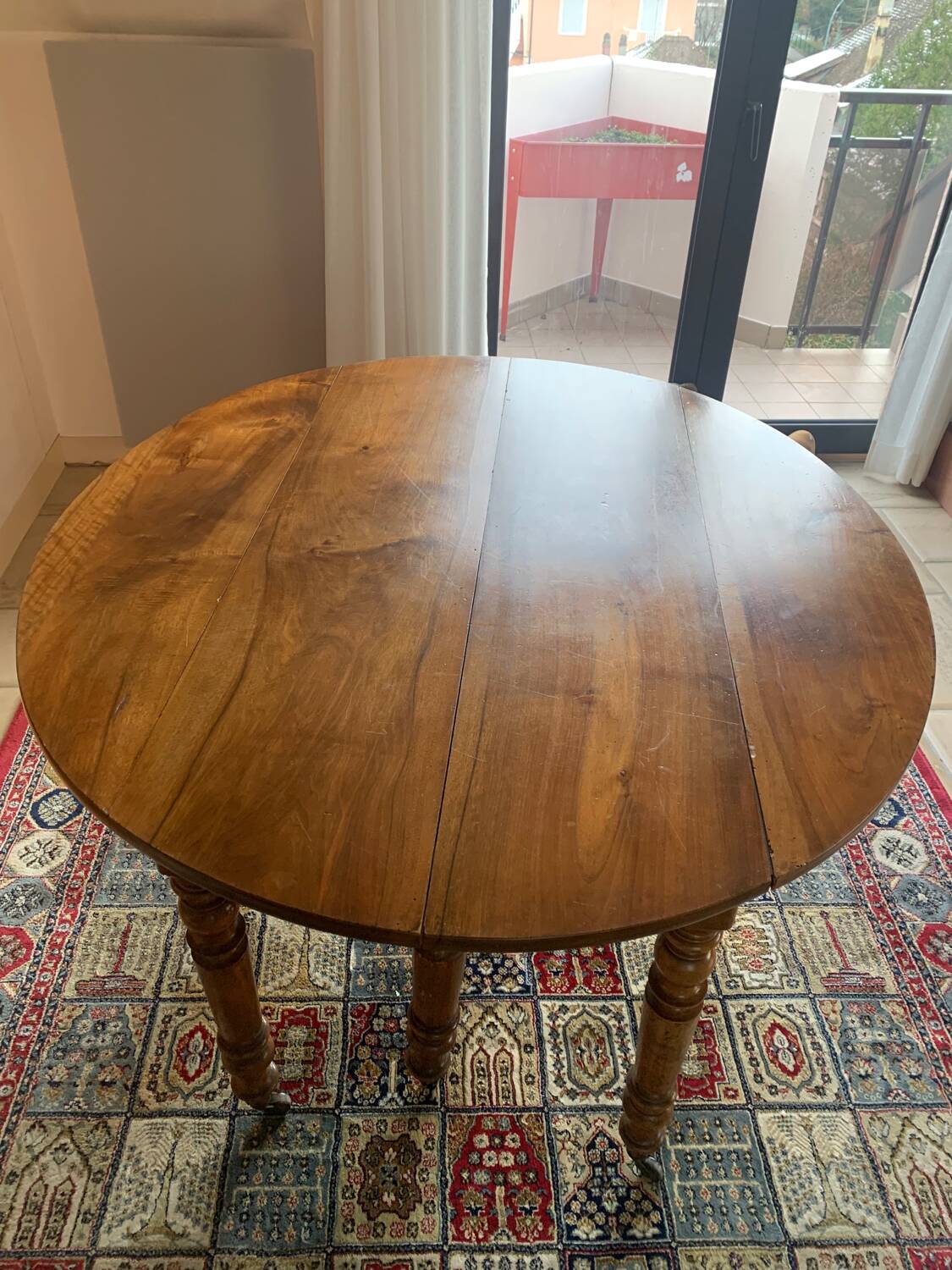 French walnut extendable oval table