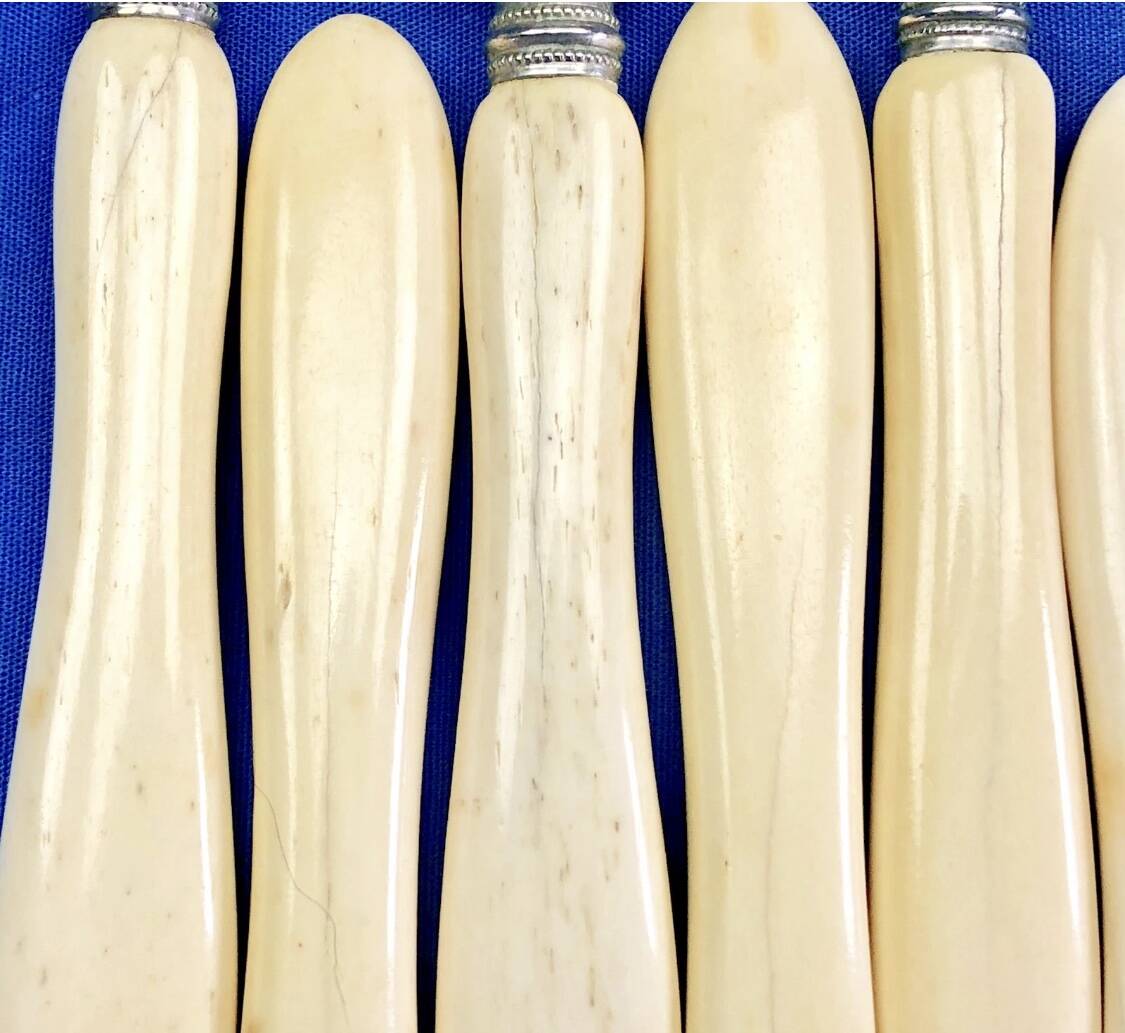 6 antique dessert cheese knives from the 19th century