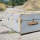 Vintage wooden travel trunk stamped bagage j.m.g.é.