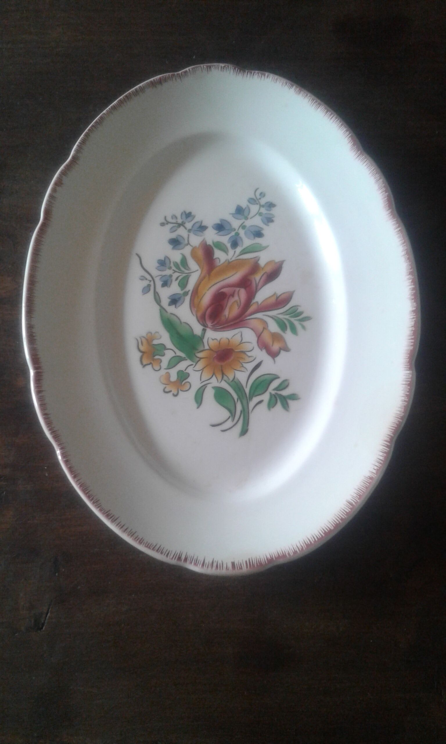 Oval dish very beautiful pattern Digoin Sarreguemines Lorraine