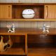 Mid-century living room furniture in ash wood with suspended parts