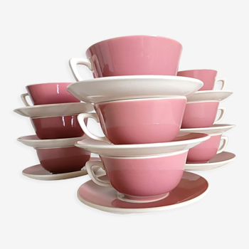 Service de dix tasses à thé rose , Villeroy et boch