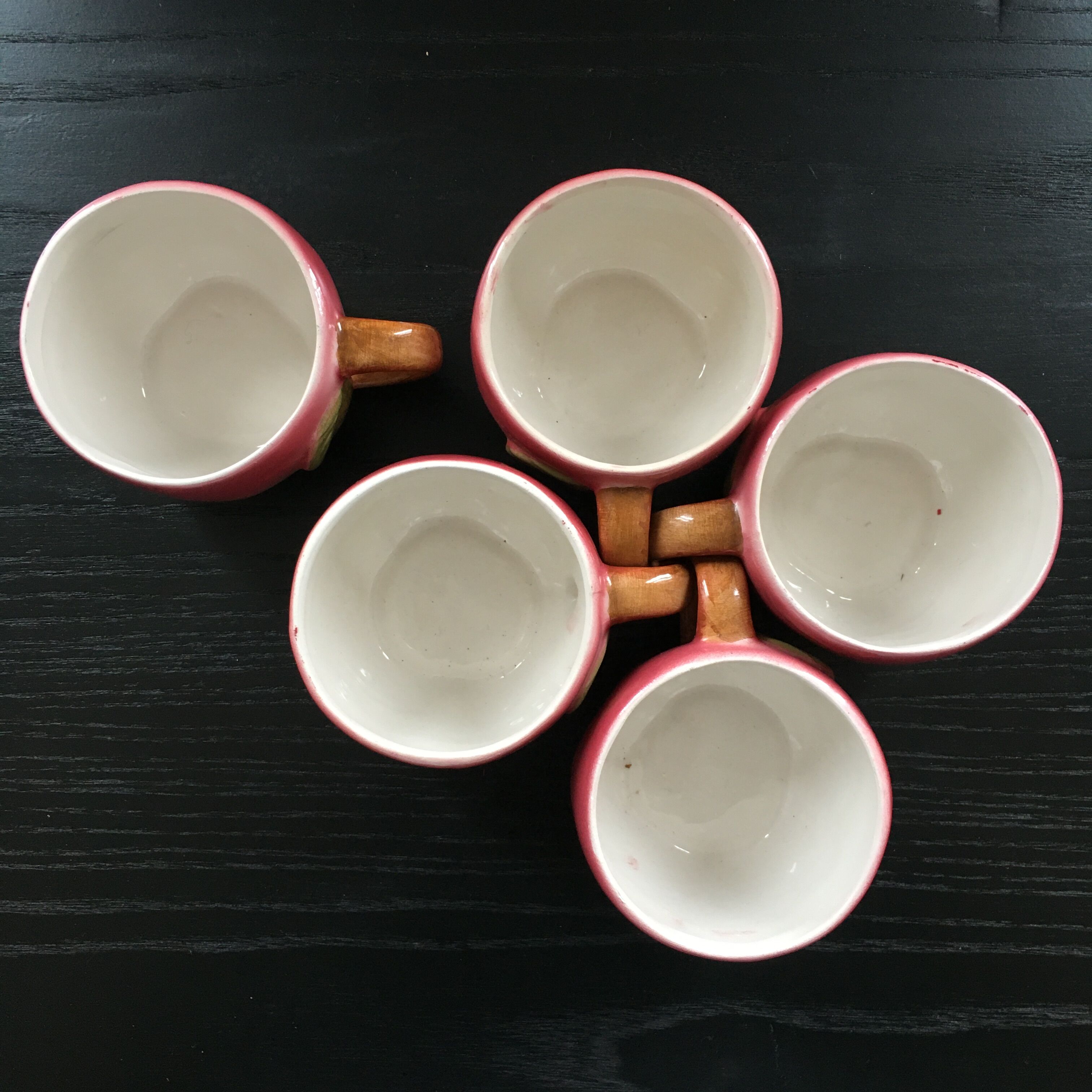 Service 5 tasses à thé barbotine rose