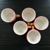 Service 5 tasses à thé barbotine rose