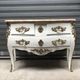 Curved chest of drawers white patina above marble louis XV style