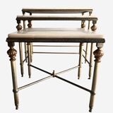 3 brass and marble nesting tables 1950