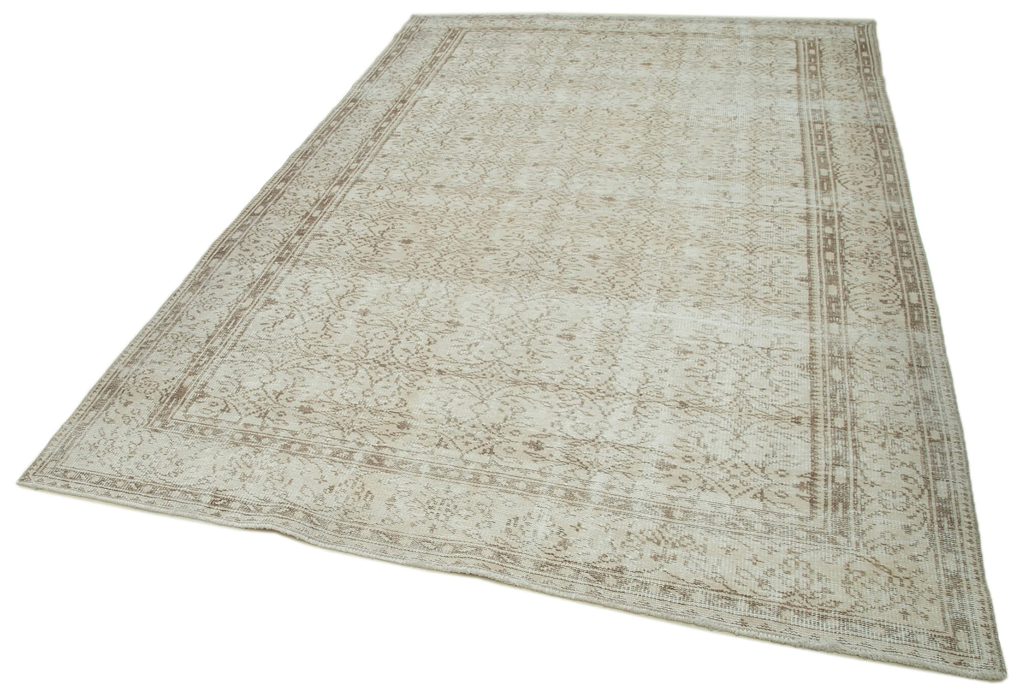 Hand-knotted rustic turkish beige rug 196 cm x 296 cm