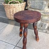 Tripod stool feet "rosary" in vintage wood 60s-70s