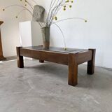 Table basse en chêne et ardoise 1950