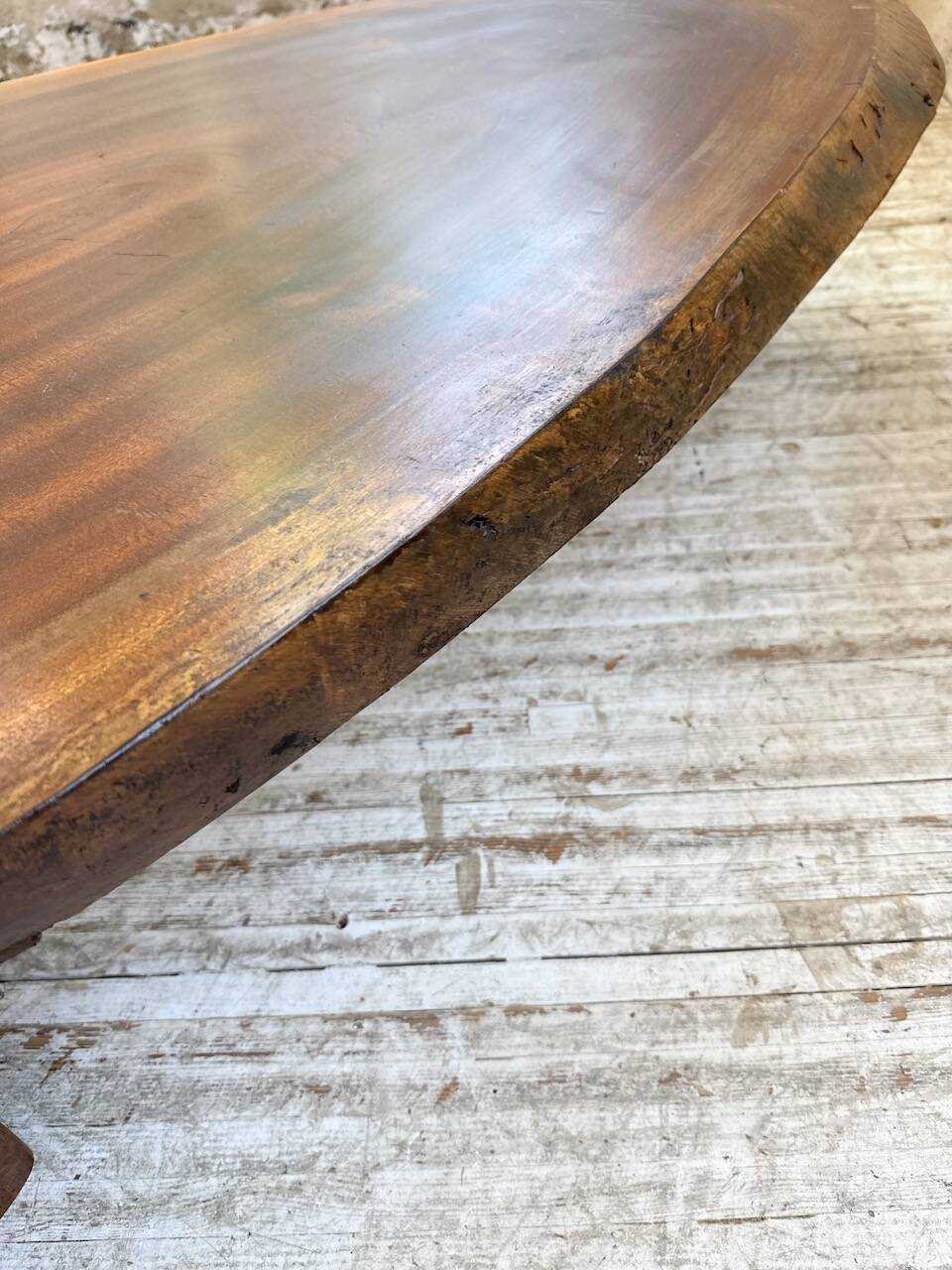 Table basse années 50 plateau bois exotique XXL