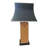 Vintage straw marquetry lamp