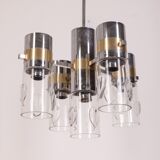 Lustre des années 70 en métal et verre Sicolari