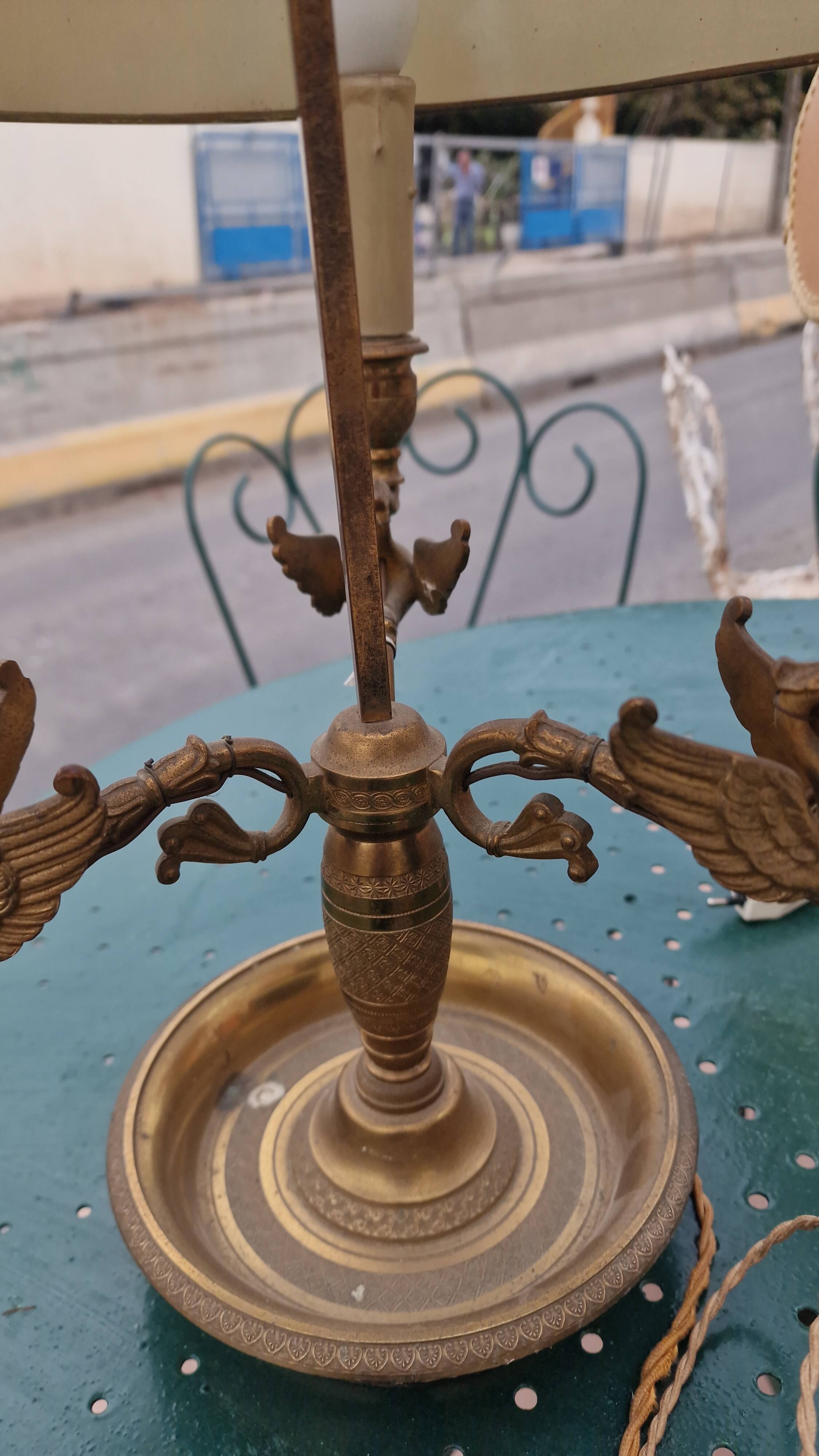 Large gilded bronze hot water bottle lamp
