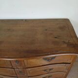 Louis XV period curved chest of drawers in elm and marquetry fillets circa 1750