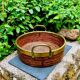 Gabriella Crespi vintage rattan and brass plateau from the 1960s.