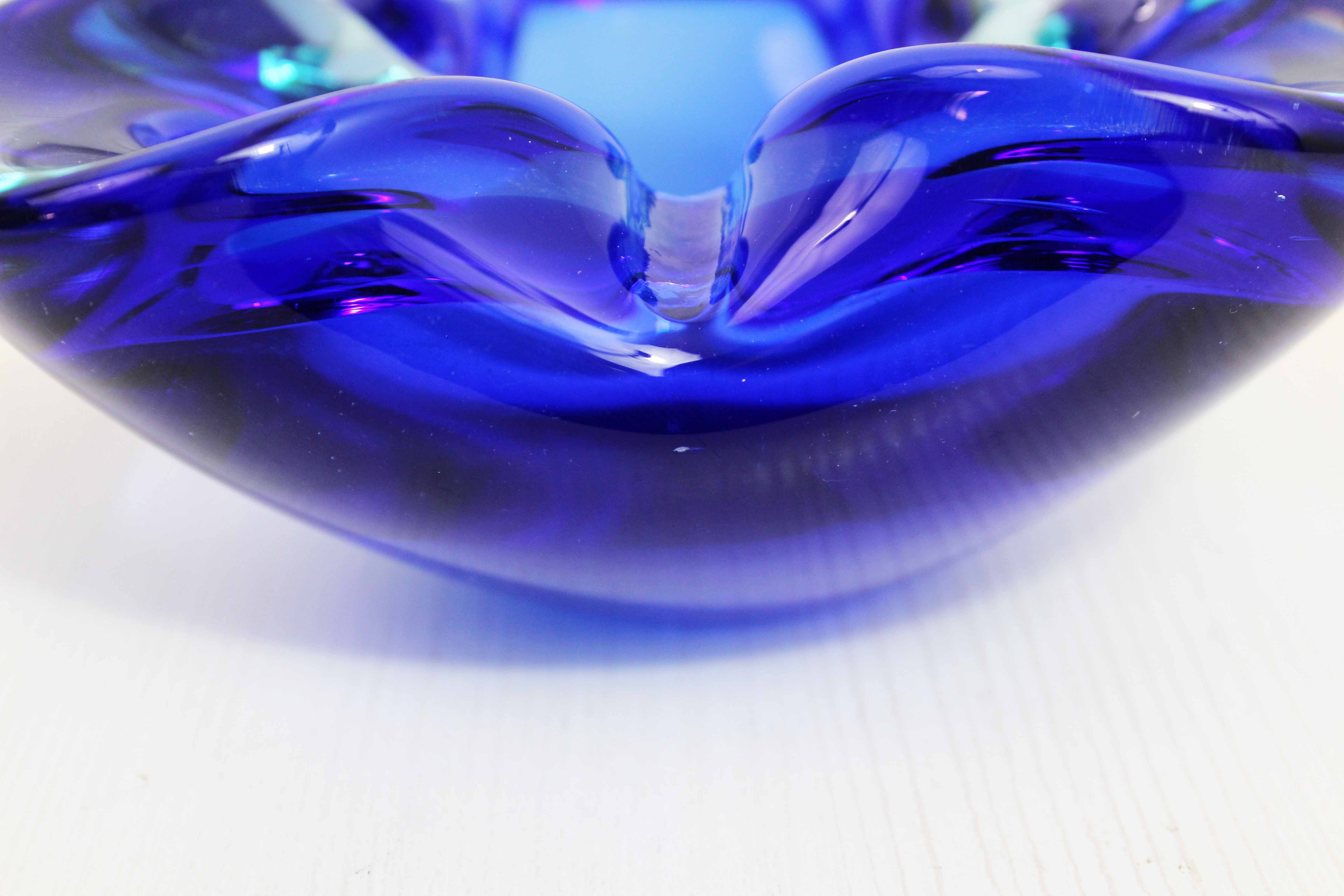 Blue Murano glass ashtray