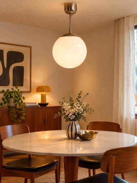 Ceiling light in opaline and chrome metal