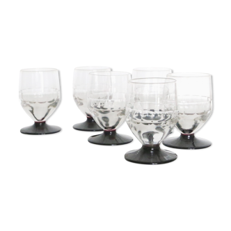 Ensemble de  6 verres à liqueur, verre à pieds