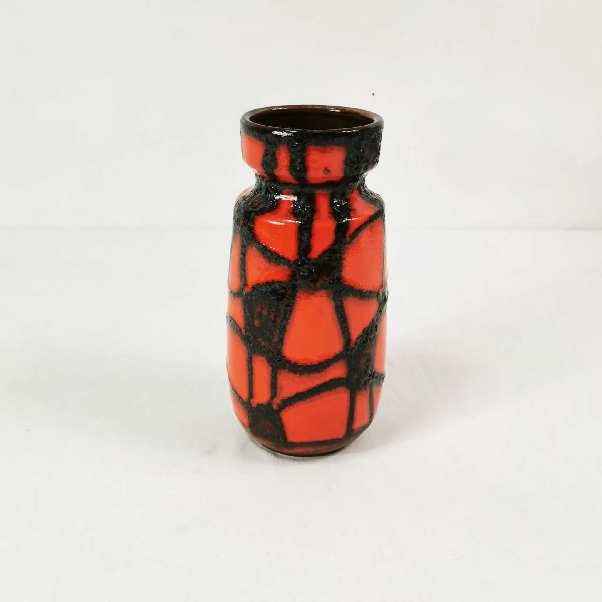 Fat Lava ceramic vase, Scheurich Keramik 242-22 "Spiderweb," 1960s.