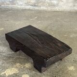 Small stool, black solid teak accent stool wabi-sabi L30 W8.5 H6.