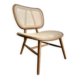 Chaise longue rétro en rotin / fauteuil / siège unique