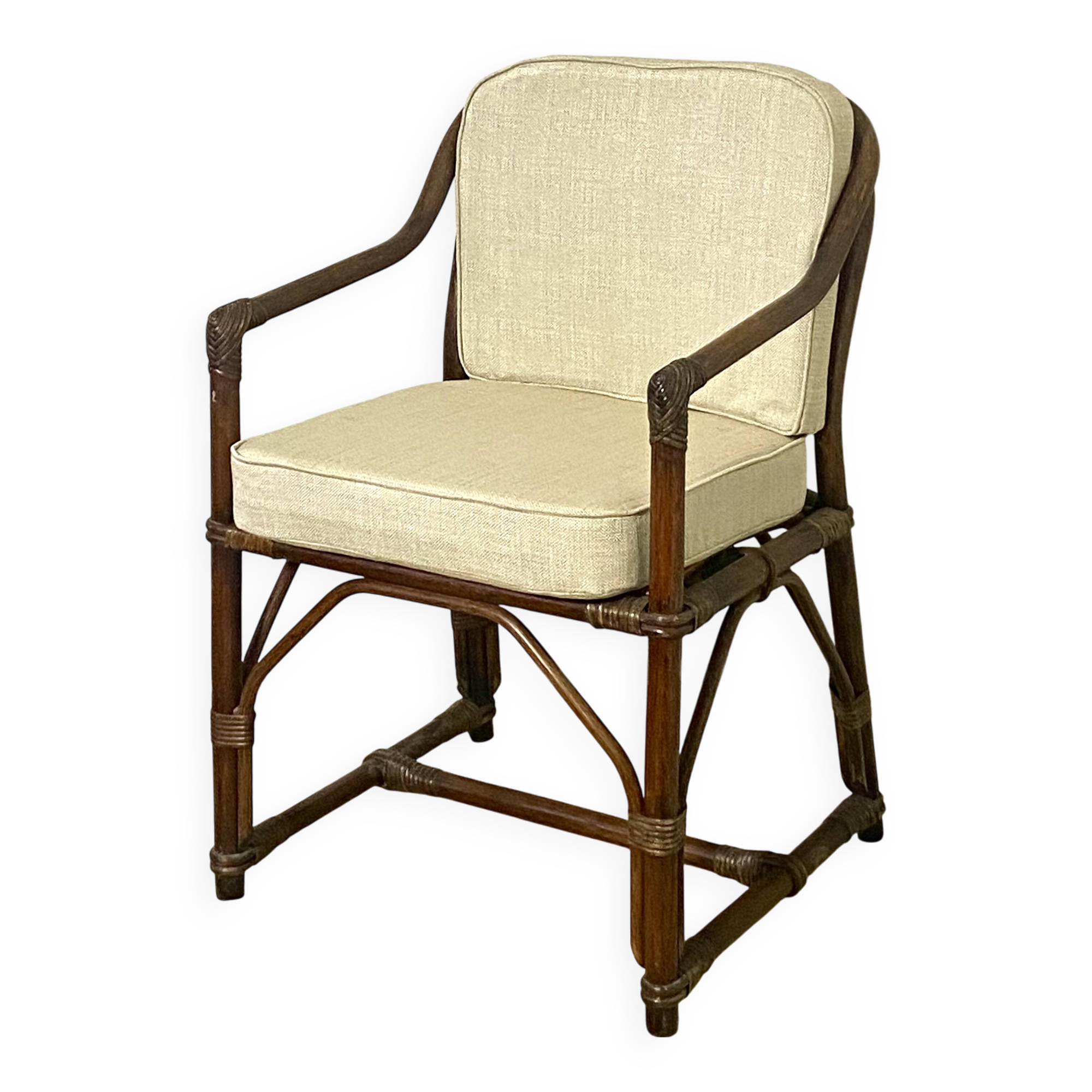 Fauteuil en rotin et osier Année 1970