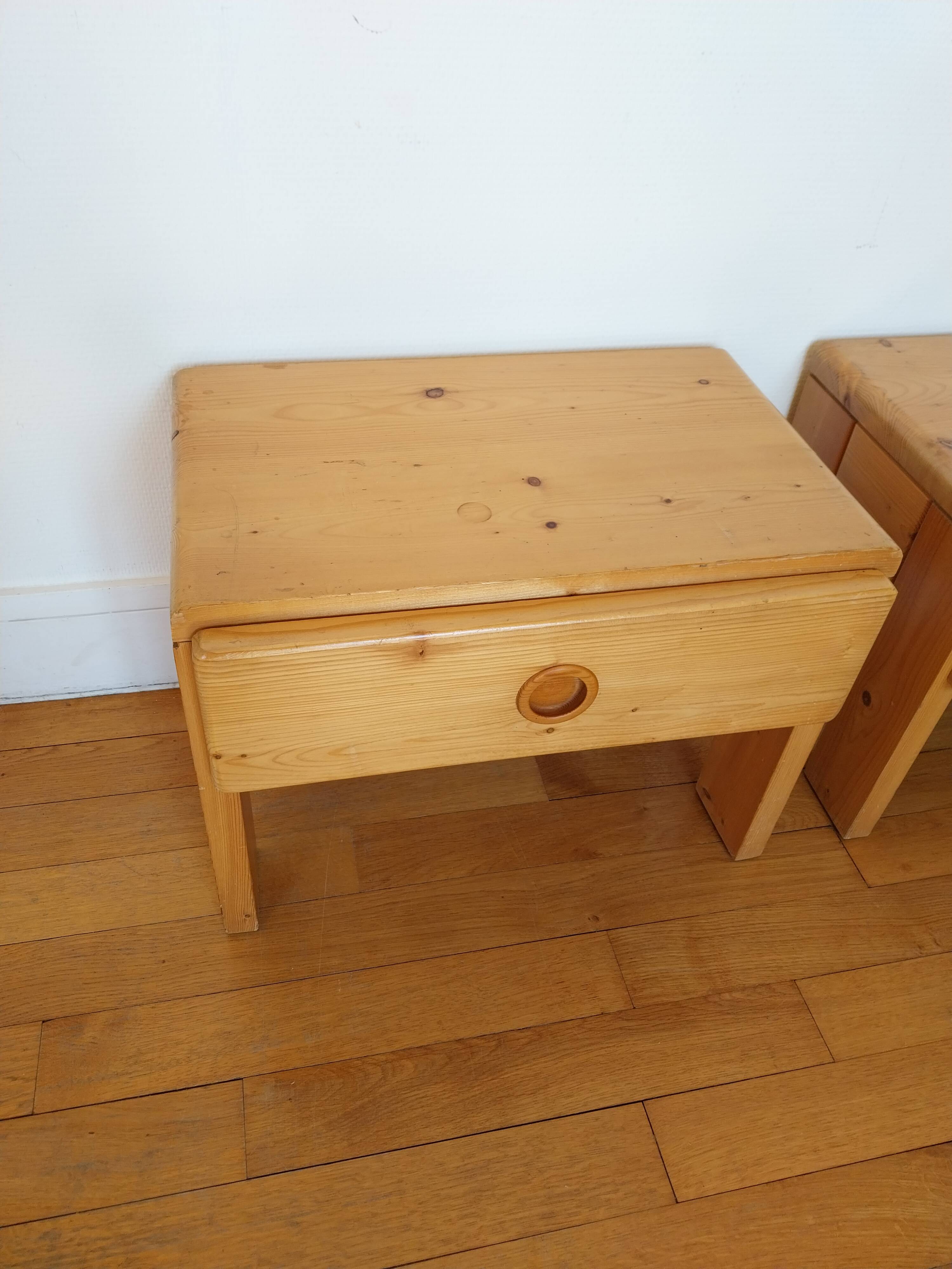 Pair of bedside tables Charlotte Perriand Les Arcs
