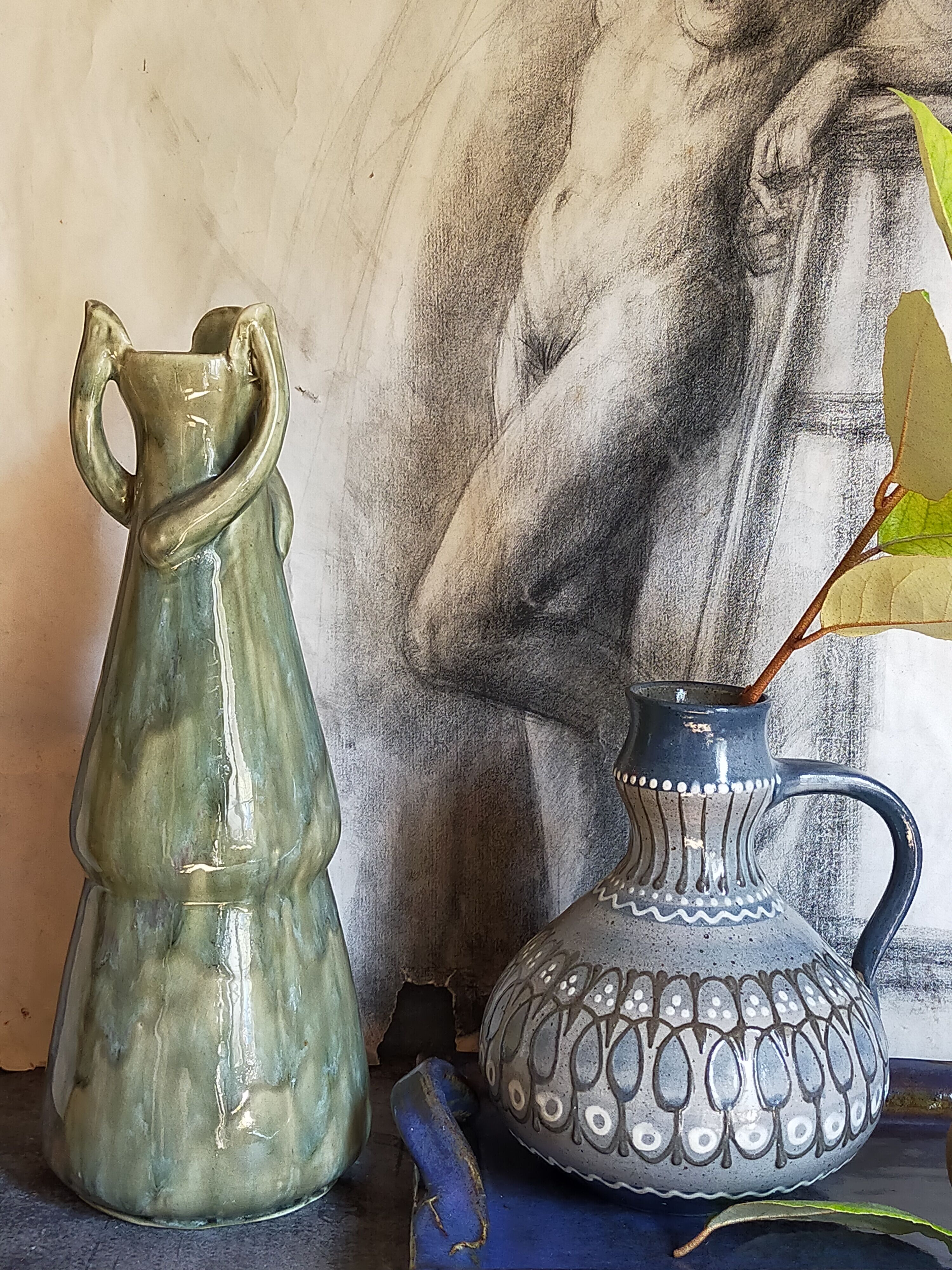 Slurry soliflora vase with stem enamel Art-Nouveau early twentieth century