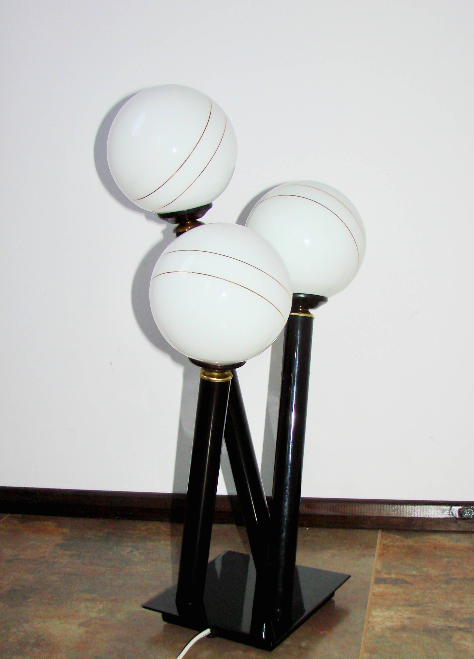 Modern floor lamp from the 1980s/1990s – metal and glass, 3 spheres