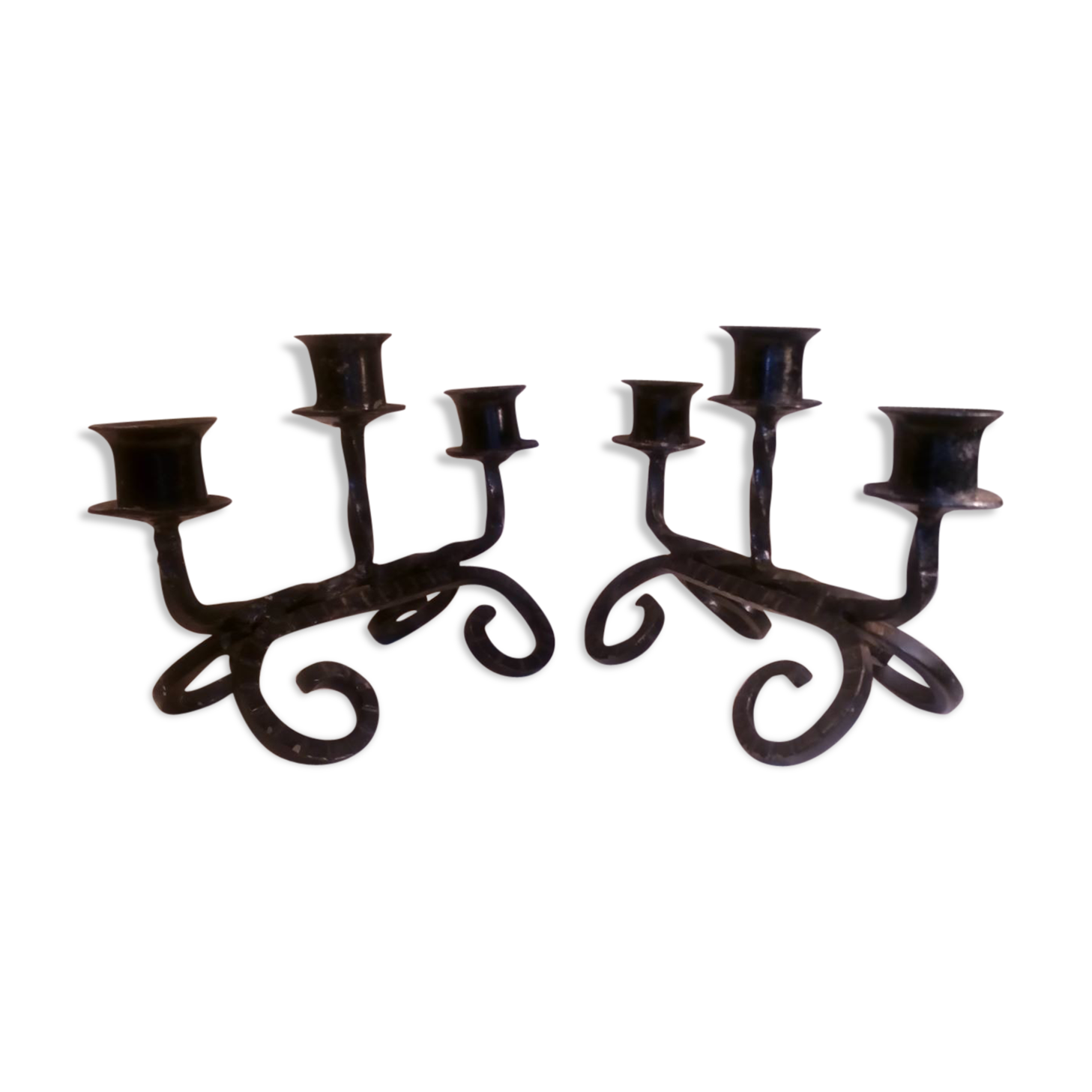 Pair of sconces in wrought iron
