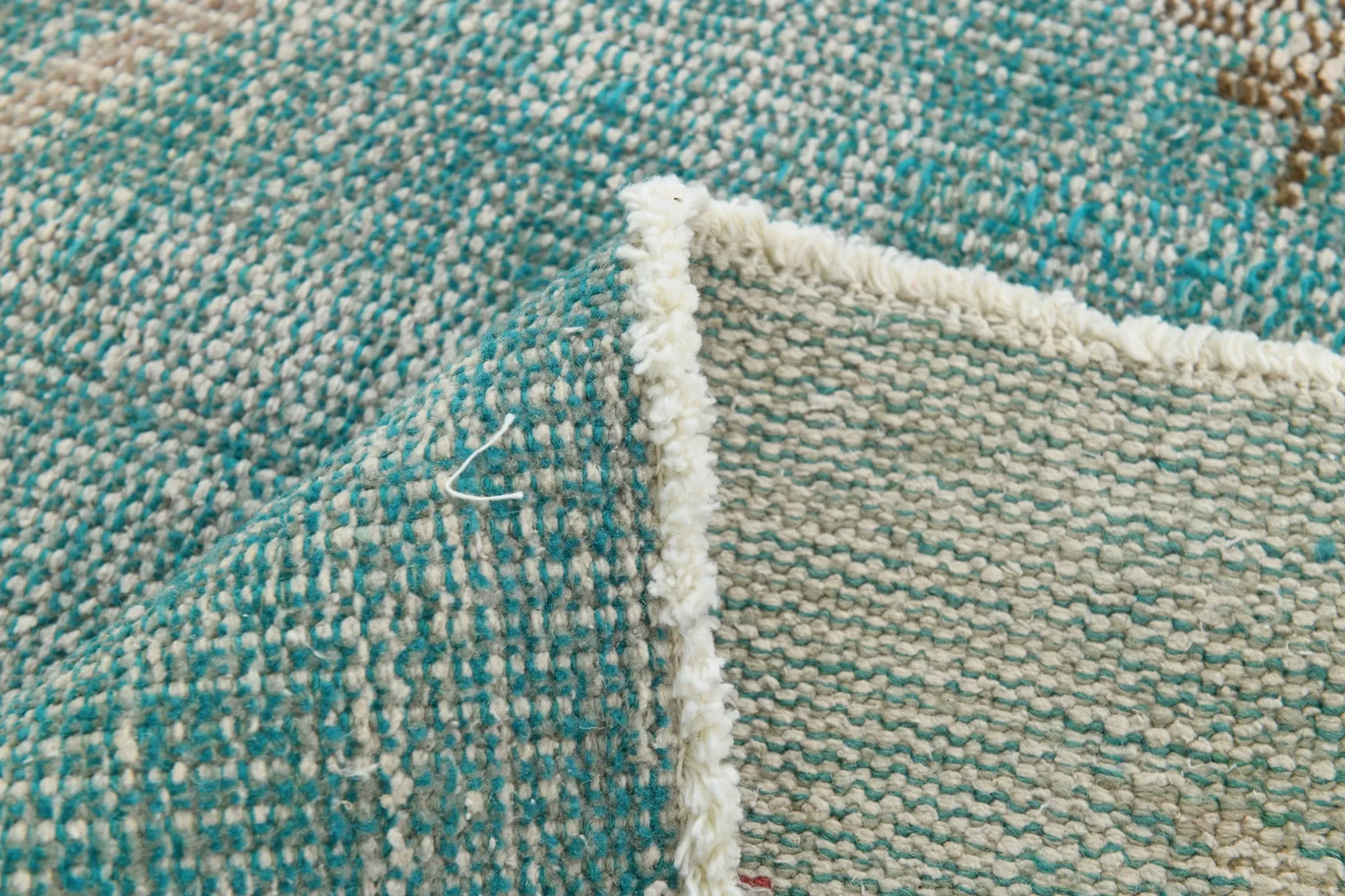 Teal Green Turkish Vintage Rug, Persian Style Living Room Carpet, 222x321Cm