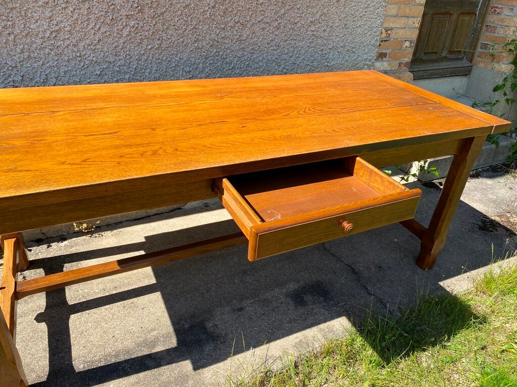 Dining farm table for 8 people in solid oak with 1 drawer 1950 200x85x79cm