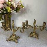 Pair of bronze rocaille candlesticks
