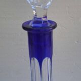 Pair of cobalt blue crystal decanters