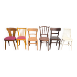 set of 6 mismatched vintage bistro chairs - wood