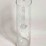 Chiseled crystal pitcher with floral decor 1950s Height 34 cm