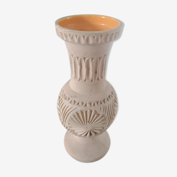 Clear natural terracotta vase decorated ethnic motifs