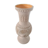 Vase en terre cuite naturelle claire décorée motifs ethniques