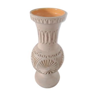 Clear natural terracotta vase decorated ethnic motifs