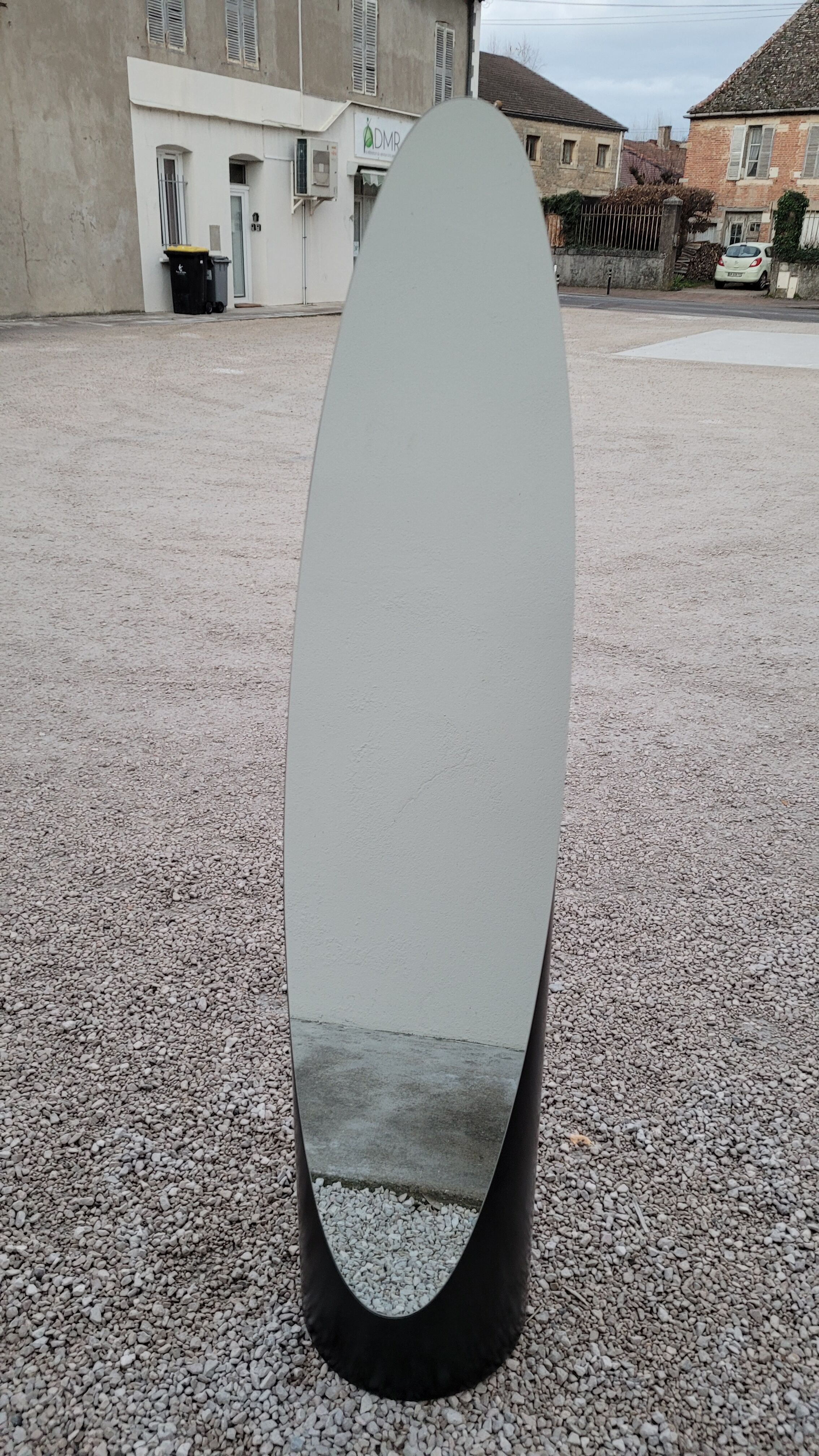 Vintage psyche mirror on foot 1980