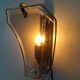 Pair of brass and curved glass wall lamps from the 80s