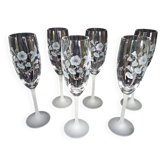 Flûtes à champagne en cristal, AVON, gravées