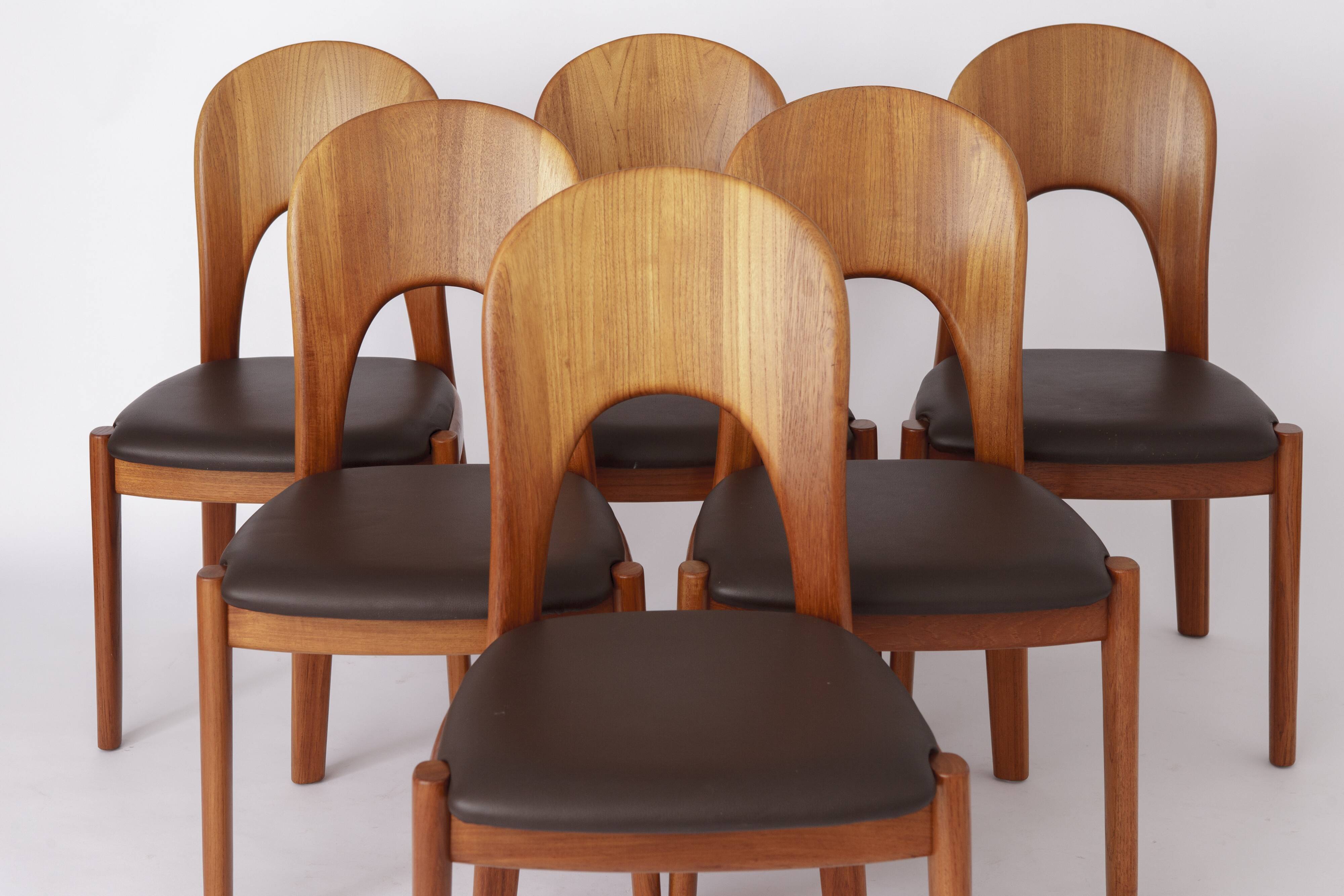 6 Vintage Chairs Niels Koefoed 1970s Teak Danish